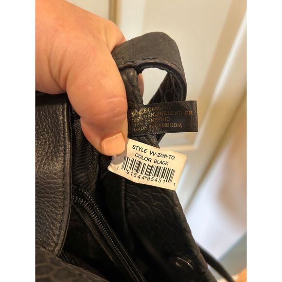 Vince Camuto Large Zani Leather Tote In Black Onyx - Picture 8 of 11